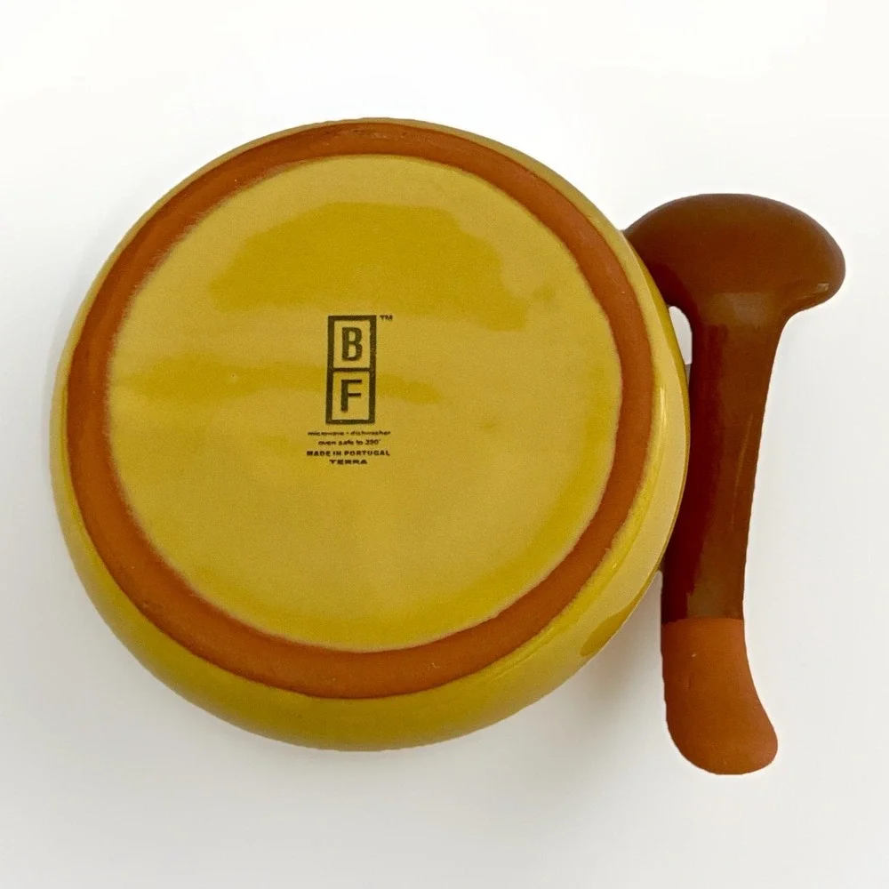 Bobby Flay Plancha Salsa Bowl Ladle Spoon Yellow Terracotta Made in Portugal‎